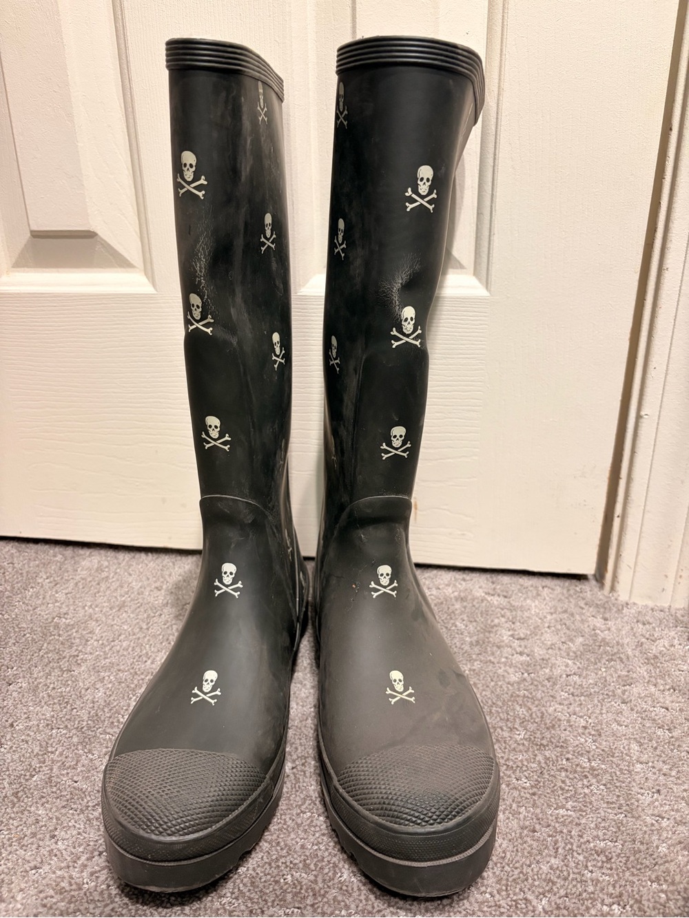 Black Skull Rain Boots - Women - Tall Waterproof Boots